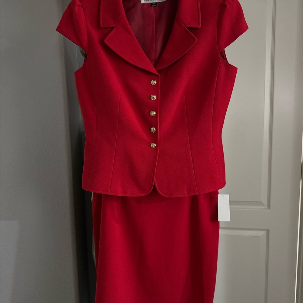 Tahari ASL Red Pencil Skirt Knee-Length Cocktail